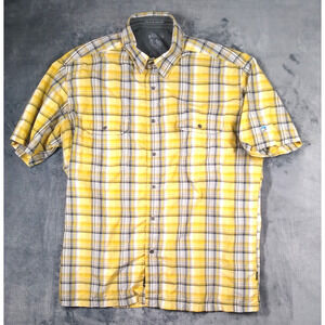 Kuhl Shirt Mens XL Yellow Plaid Eluxur Hiking Pockets Button Down